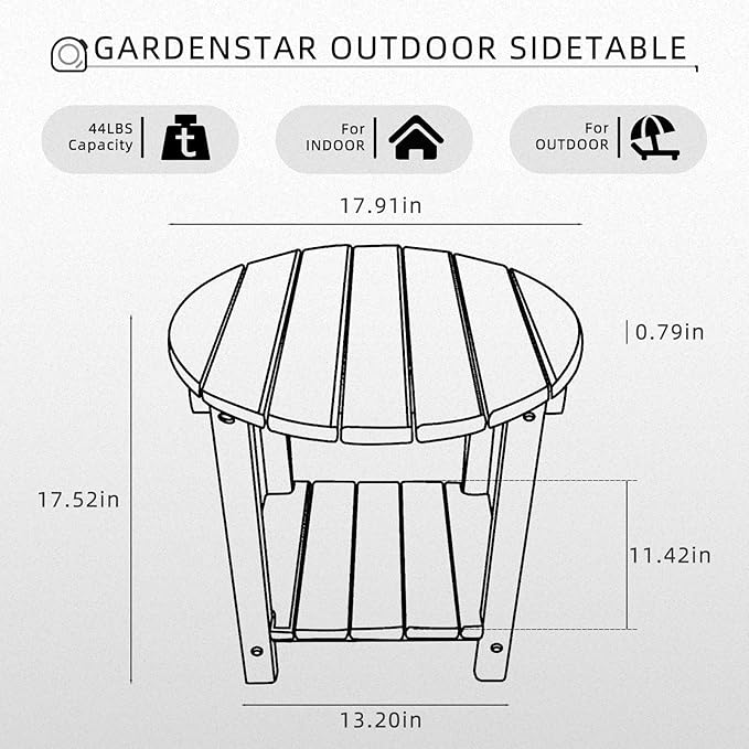 Adirondack Round Outdoor Side Table 2-Tier Storage Patio Side Table - Photo 3