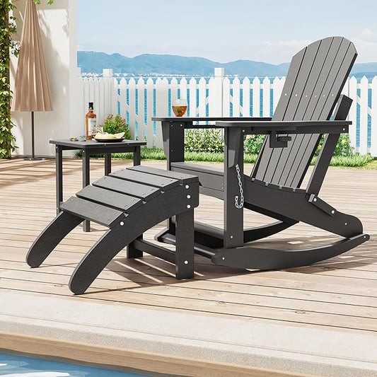 GarveeLife Ottoman for Adirondack Chair, HDPE Adirondack Ottoman Footrest, Weather Resistance Outdoor Footstool for Outside Porch Pool Lawn Backyard