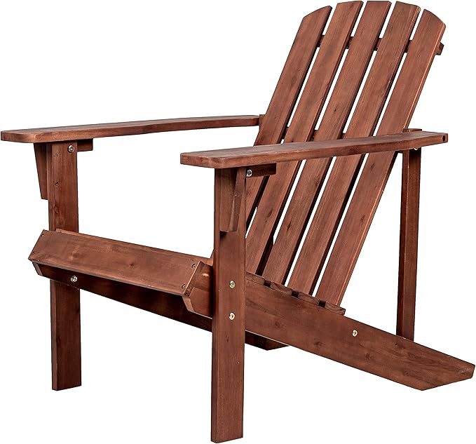 Eyely PTA1002C Amelia Outdoor Patio Traditional Acacia Wood Adirondack Chair, Dark Brown for Traditional, Coastal, Country, Cottage, Farmhouse, Rustic