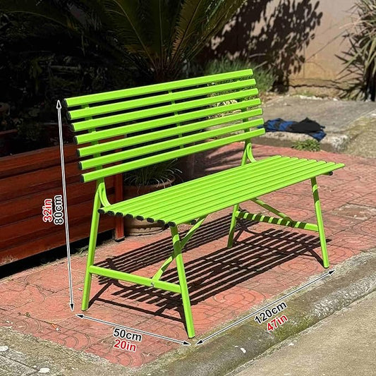 Metal Garden Bench, Patio Bench, Outdoor Benches, Porch Bench, Front Porch Bench, Outdoor Garden Bench, Sturdy and Weather-Resistant, for Porch, Lawn, Garden and Patio(Green)