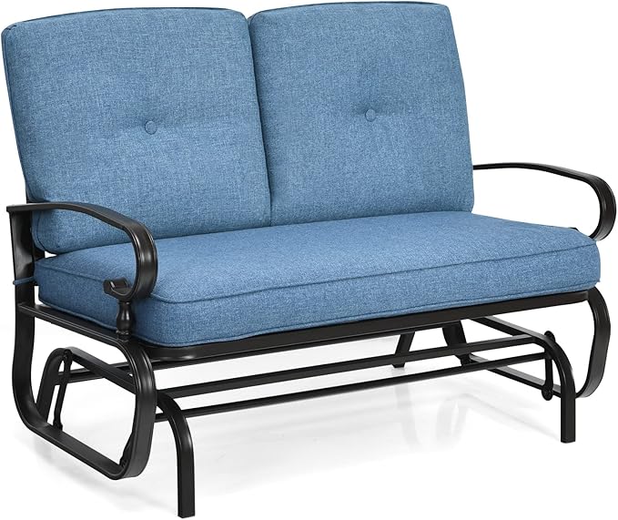 Giantex Outdoor Glider Bench, Patio Loveseat with Cushions, 440 Lbs Capacity, 2-Person Outdoor Rocking Chair - Photo 1