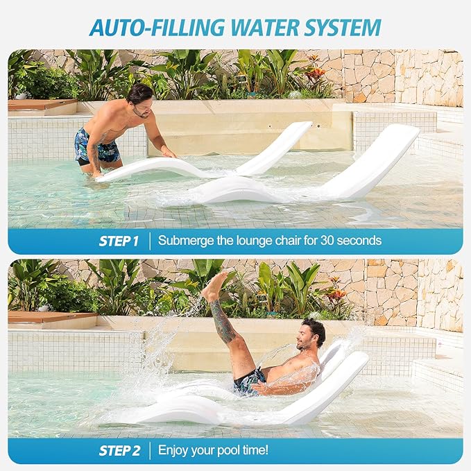 in Pool Lounge Chairs,Pool Lounge Chairs for Water Depths Up to 9”,Weather-Resistant Design,Tanning Chairs for Sun Shelves, Poolside & Beach Lounge Furniture for Outdoor Relaxation(1PC)