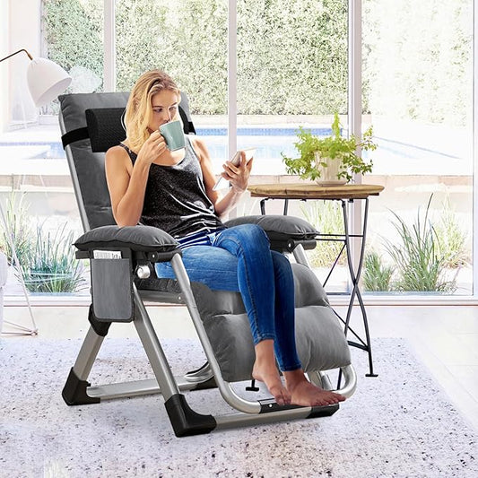 Slsy Zero Gravity Chair, Reclining Lounge Chair with Removable Cushion & Tray for Indoor and Outdoor, Patio Recliner Folding Reclining Chair