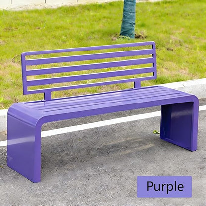 Metal Garden Bench, Outdoor Benches Weatherproof 100/120/150/180 Cm Patio Bench with Backrest, Park Benches Seat for Outside Picnic Yard Front Porch Outdoor Furniture Deco(Purple,100 cm/39.37 in)