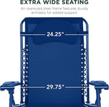 Best Choice Products Oversized Zero Gravity Chair, Folding Outdoor Patio Lounge Recliner w/Cup Holder Accessory Tray - Photo 3