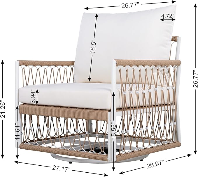 Christopher Knight Home Fiora 360° Swivel Patio Chairs Set of 2 with Handwoven Rope - Photo 5
