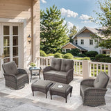 6 Pieces Patio Wicker Furniture Set-Outdoor Swivel Chairs Set of 2 Outdoor Glider Love seat with Outdoor Footstool - Photo 1