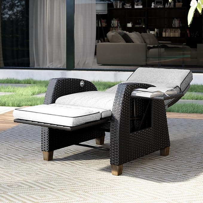 Grand patio Outdoor Reclining Chairs with Extended Footrest 2-Piece Adjustable Patio Wicker - Photo 4