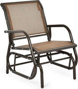 Giantex Swing Glider Chair W/Study Metal Frame Comfortable Patio Chair Love-Seat for Garden, Porch, Backyard, Poolside - Photo 1