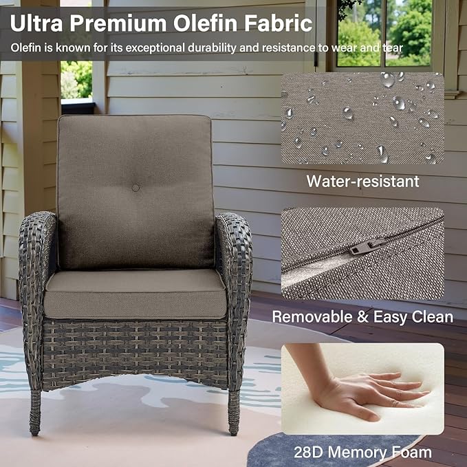 Belord Patio Club Chair Wicker Chairs - Outdoor High Back Chair Set of 2 Patio Furniture Set Rattan Seating with - Photo 5