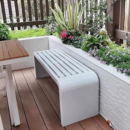 Outdoor Patio Bench, Park Bench Outdoor Bench Metal Bench Backless Benches, 660Lbs Weight Capacity, for Porch, Garden, Park, Backyard(White,180x40x45cm)