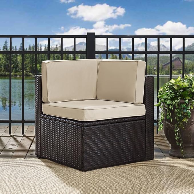 Crosley Furniture Palm Harbor Corner Outdoor Sectional Chair, Wicker Patio Chairs for Porch, Deck, Backyard - Photo 2