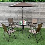ARLIME Set of 4 Patio Folding Chairs, Height Adjustable Sling Backrest Chairs with Armrest - Photo 9