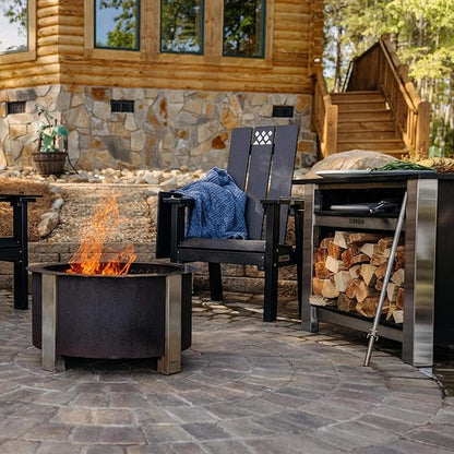 Breeo X Series Adirondack Campfire Chair – Poly Lumber Fire Pit Seat with 304 Stainless Steel Accents, Outdoor Patio & Camping Essentials with Arm Rest - Ergonomic, Sustainable Outdoor Chair - Gray