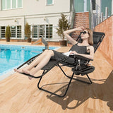 Giantex 2 PCS Zero Gravity Chair, Outdoor Chaise Lounge with Cup Holder - Photo 8