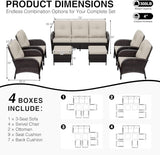 Joyside Wicker Patio Furniture Set, 7 Piece Outdoor Furniture Set with Thickened Cushions, High Back, Deep Seating - Photo 2