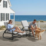 3 Piece Patio Furniture Set, Metal Patio Chairs with Fold Out Foot Rest - Photo 3