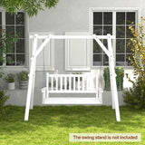 Tangkula 2 Person Wooden Porch Swing, Hanging Patio Swing with 2 Adjustable Galvanized Metal Chains, Slatted Back & Seat - Photo 6