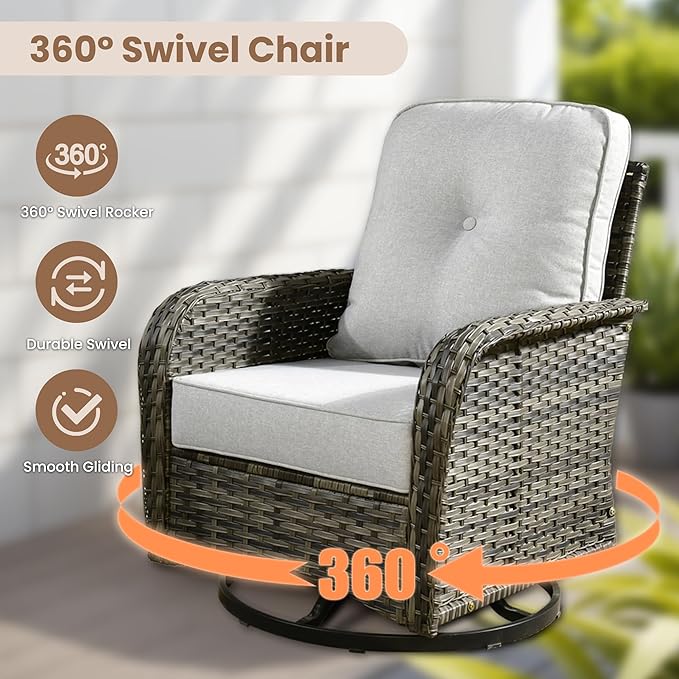 HOOOWOOO Patio Furniture Set, 3 Pieces Outdoor Conversation Set - Photo 2