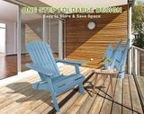 Adirondack Chairs, All-Weather Outdoor Patio Chairs with Wide Armrest, Solid Wood, 350 Lbs, Turquoise Grey - Photo 5
