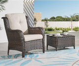 HUMMUH 5 Pieces Patio Bistro Set Wicker Patio Chairs Set of 2 with Ottomans and Side Table Rattan Outdoor Furniture - Photo 6