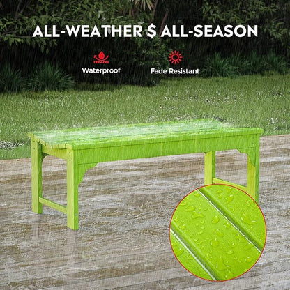 Costaelm Outdoor Benches Weatherproof, All Weather Resistant Park Bench Poly Lumber Backless Garden Bench Seat for Entryway Front Porch, Lime