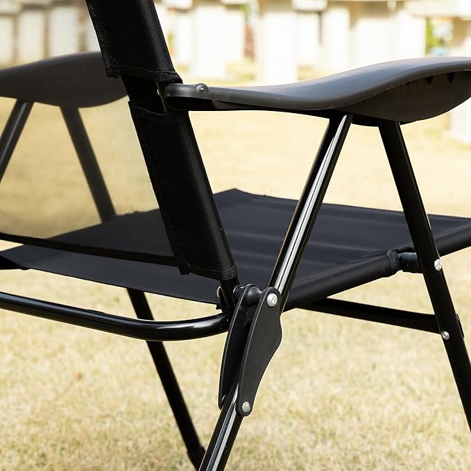 Outsunny Folding Patio Dining Chairs Set of 2, Outdoor Deck Chair with Adjustable Sling Back - Photo 9