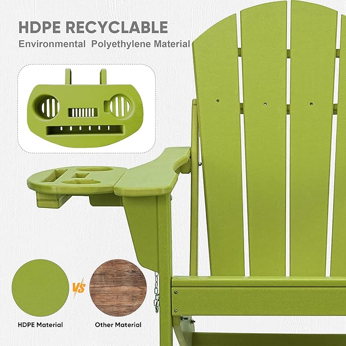FOOWIN Folding Adirondack Chair Set of 2, HDPE Adirondack Chairs with Cup Holder - Photo 5