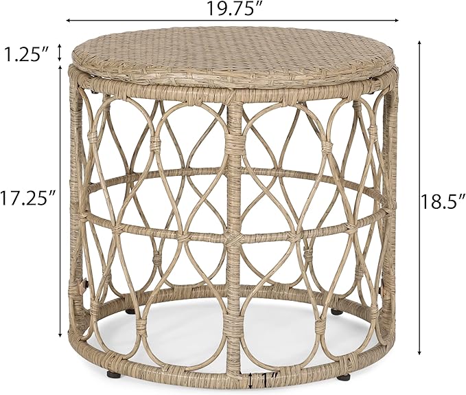 Bruce Outdoor Side Table - Wicker - Light Brown