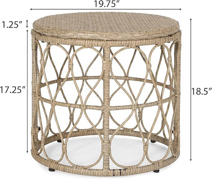 Bruce Outdoor Side Table - Wicker - Light Brown