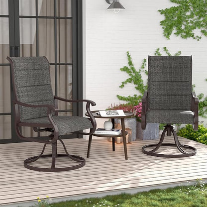 Amopatio Padded Patio Swivel Chairs Set of 2, Outdoor Dining Chairs with Ultra Soft Textilene High Back Seat & Metal Rocker Frame, for Backyard Deck Lawn (Dark Grey)