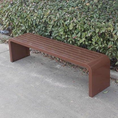 Modern Outdoor Benches Weatherproof Backless Front Porch Bench Metal Garden Benches for Outdoors Sturdy Steel Frame Patio Benches for Outdoors, Backyard, Lawn(Brown,100cm(39.37in))