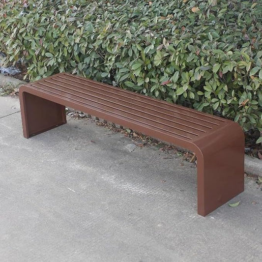 Modern Outdoor Benches Weatherproof Backless Front Porch Bench Metal Garden Benches for Outdoors Sturdy Steel Frame Patio Benches for Outdoors, Backyard, Lawn(Brown,150cm(59.05in))