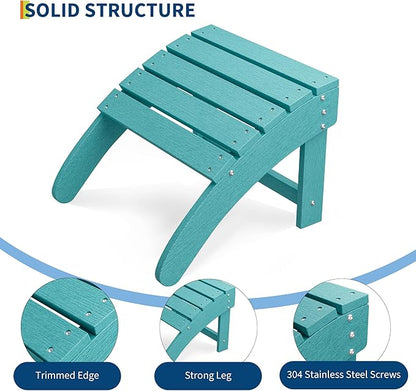 GarveeLife Ottoman for Adirondack Chair, HDPE Adirondack Ottoman Footrest, Weather Resistance Outdoor Footstool for Outside Porch Pool Lawn Backyard