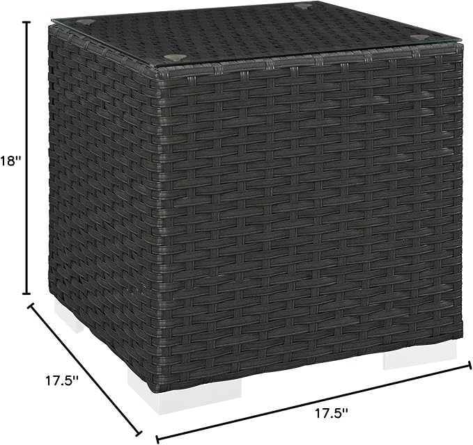 Modway Sojourn Wicker Rattan Outdoor Patio Side End Table in Chocolate