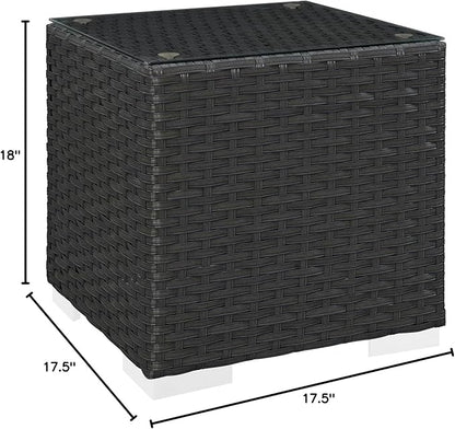 Modway Sojourn Wicker Rattan Outdoor Patio Side End Table in Chocolate