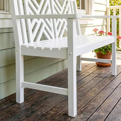 Achla Designs Fretwork Garden Bench, 4 ft White