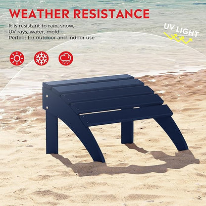 Costaelm Adirondack Chair Footrest Foldable Ottoman, Folding Ottoman Outdoor Foot Rest for Patio Waterproof, Adirondack Ottoman Outdoor, Navy Blue