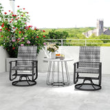 Outsunny Patio Glider Chair Set of 2, Wicker Rattan Outdoor Swivel Chair with Steel Frame, High Back, Armrests - Photo 8