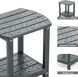 Adirondack Small Outdoor Side Table - Weatherproof HDPE Patio End Table with 2-Tier Storage for Firepit, Balcony, Garden - Photo 4