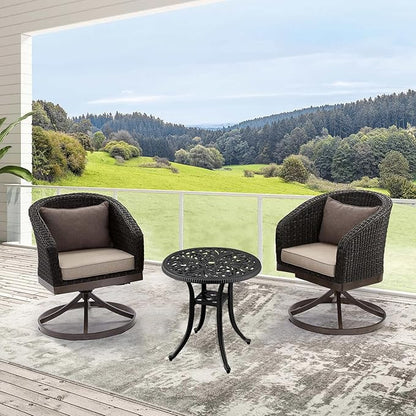 21” Cast Aluminum Patio Bistro Table, All Weather Round Patio Coffee Table, for Backyard Porch Pool Balcony Deck, Black (1, Black)