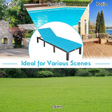 COSTWAY 2PCS Rattan Lounge Chair Chaise Recliner Adjustable Cushioned Turquoise - Photo 6
