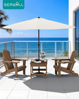 SERWALL Outdoor Coffee Table with 1.69" Umbrella Hole, HDPE Patio Coffee Table for Outside, Rectangle, Brown - Photo 2