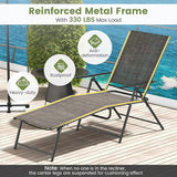 Tangkula Outdoor Lounge Chair, Patio Folding Chaise Recliner with 6-Level Backrest - Photo 9