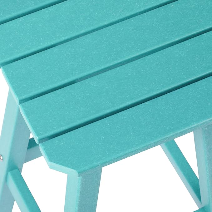 Costaelm 24" Height Outdoor Bar Stools, All-Weather Bar Stools, Adirondack Poly Patio Square Bar Stool for Patio, Deck, Kitchen Counter and Garden, Turquoise