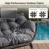 NICESOUL Luxury Double Egg Chair with Footrest & Cushions, Two Person Wicker Eggshell Chair Large with Ottoman - Photo 7