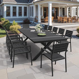 Pellebant 118" Outdoor Dining Table for 8-12, 10ft Aluminum Patio Table with Umbrella Hole - Photo 7