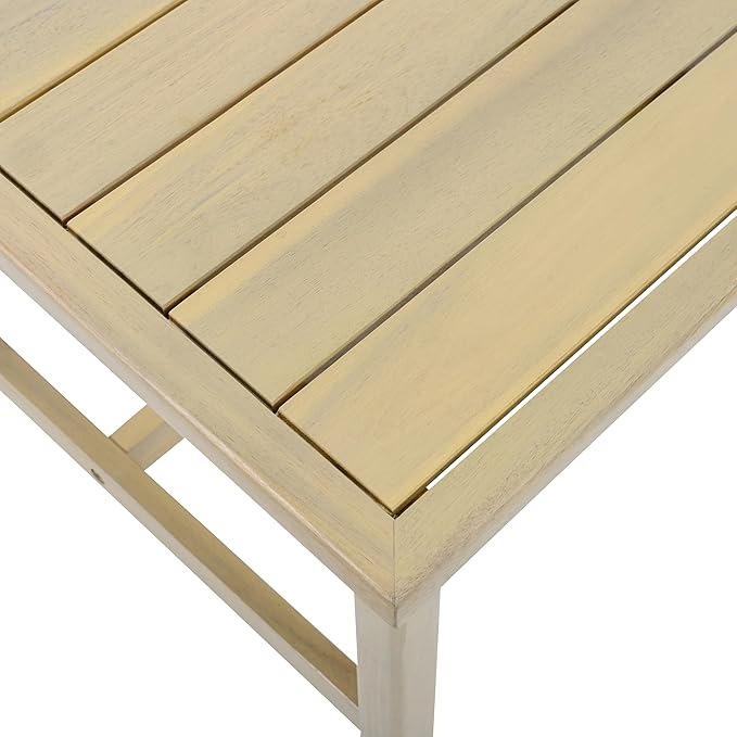 Merax Patio Acacia Wood Coffee Table Outdoor Furniture, Bear 310LBS, 47.24"x23.62"x15.75", Light Teak