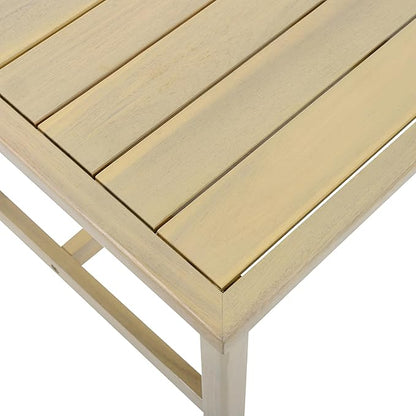 Merax Patio Acacia Wood Coffee Table Outdoor Furniture, Bear 310LBS, 47.24"x23.62"x15.75", Light Teak