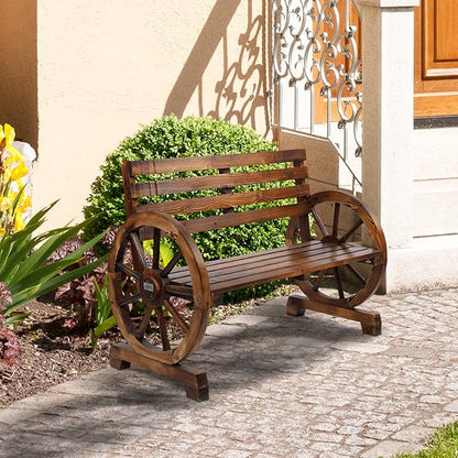 41in Outdoor Wooden Porch Benches,Weatherproof Patio Park Bench,Outside Leisure Bench,Outdoor Garden Park Bench,with Slatted Seat and Backrest,for Lawn, Deck, Path, Backyard, Entryway (Brown)